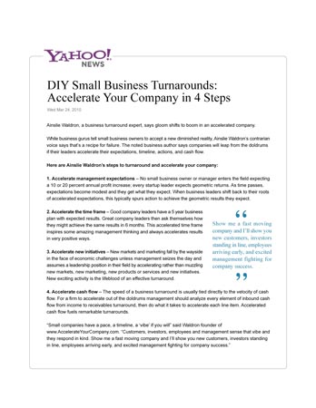DIY Small Business Turnarounds: Accelerate Your Company in 4 Steps